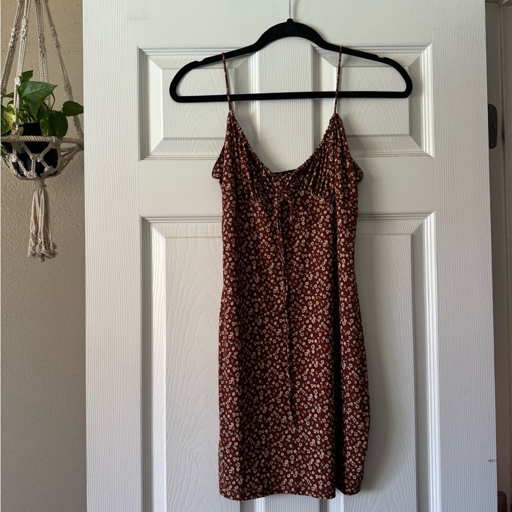 Brown Floral Mini Dress